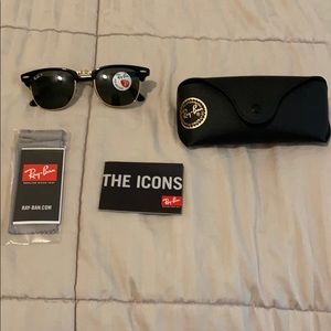 Black and Gold Clubmaster Polarized Sunglasses
